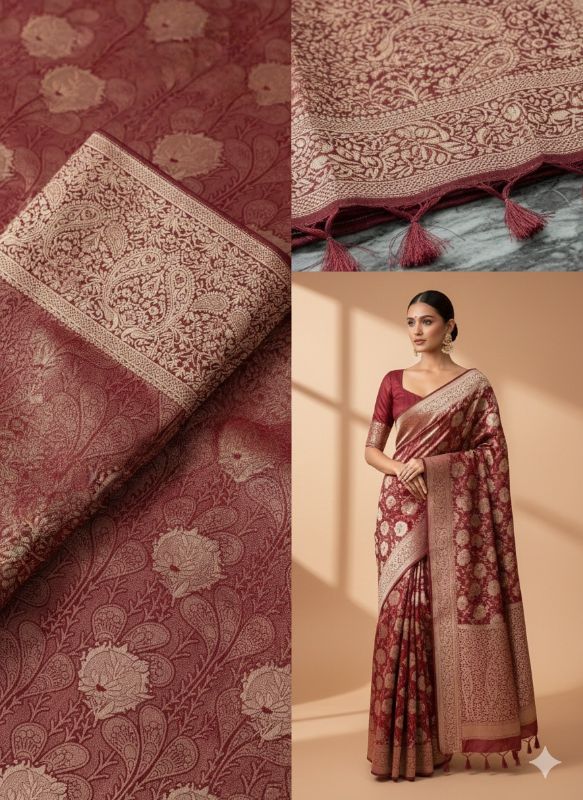 Royal Maroon Banarasi Silk Saree