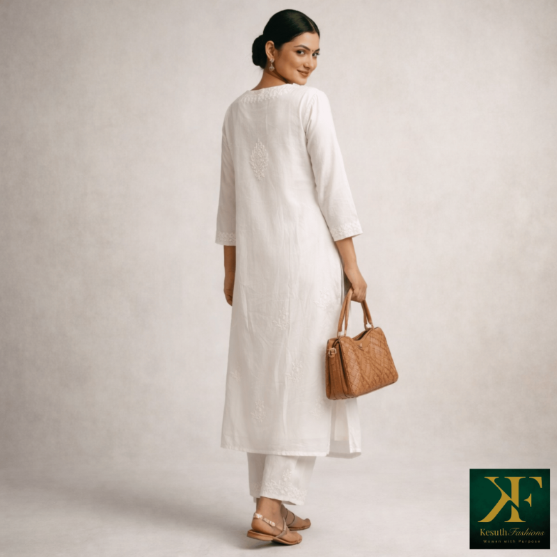 White Chikankari Kurta Set