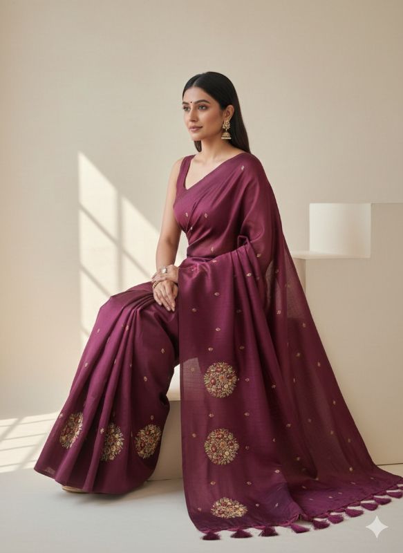 Violet Floral Saree