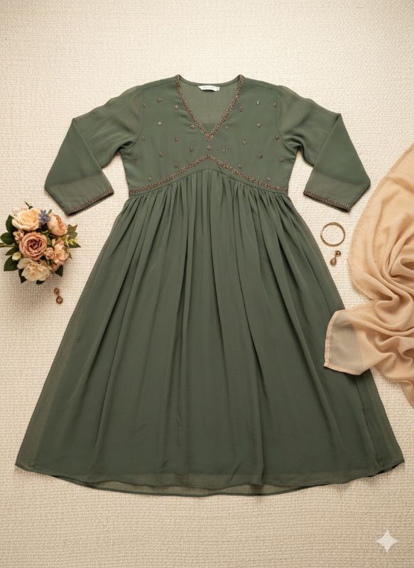 Sage Green Embellished Maxi Dress