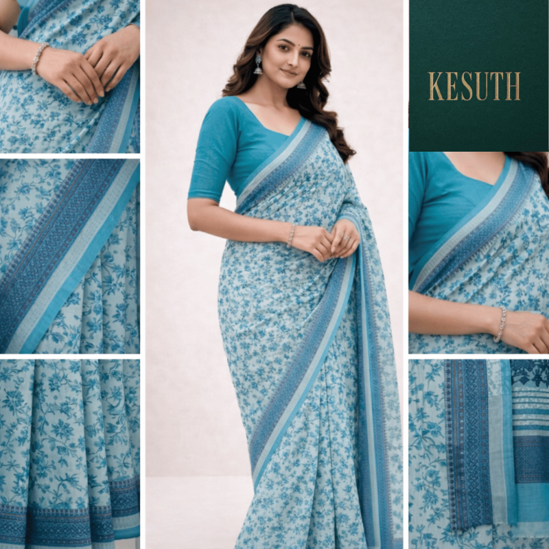 Net Kota saree - Blue