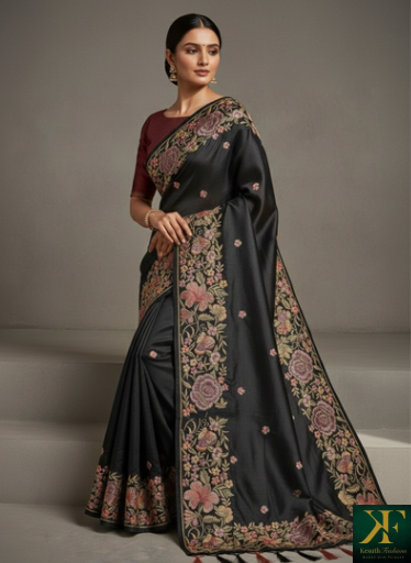 Floral Tussar Saree