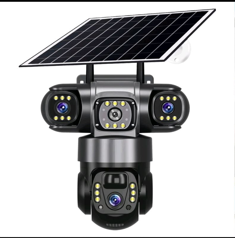 Outdoor Solar Security Camera 8K 15MP – Triple Lens
