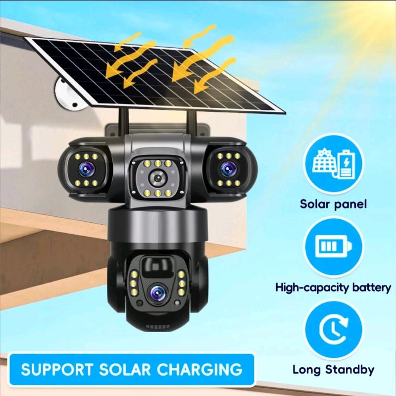 Outdoor Solar Security Camera 8K 15MP – Triple Lens