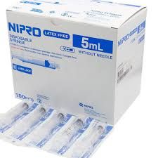 NIPRO SYRINGE 5 ML LL W/N 22GX1-1/2inch
