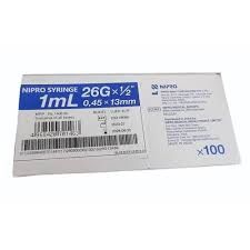 NIPRO SYRINGE 1 ML LS W/N 26GX1/2"