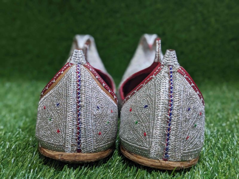Shehanshah Silver - Royal Handcrafted Tilla Khussa for Men | Silver Embroidered Wedding Shoes