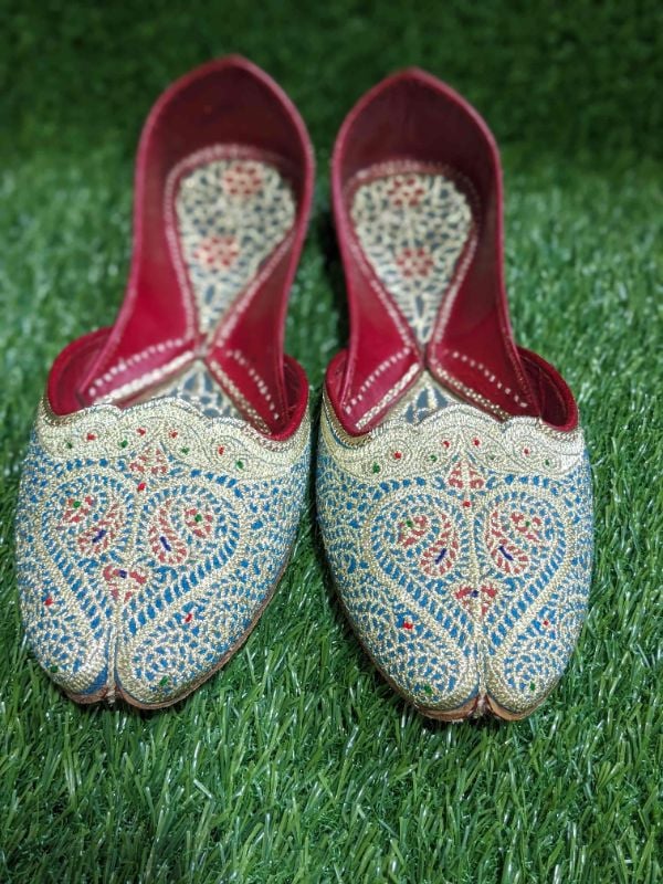 Riwayat Blue - Elegant Handcrafted Women's Khussa | Traditional Blue Pakistani Shoes