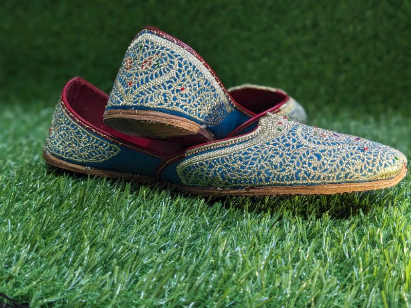 Riwayat Blue - Elegant Handcrafted Women's Khussa | Traditional Blue Pakistani Shoes