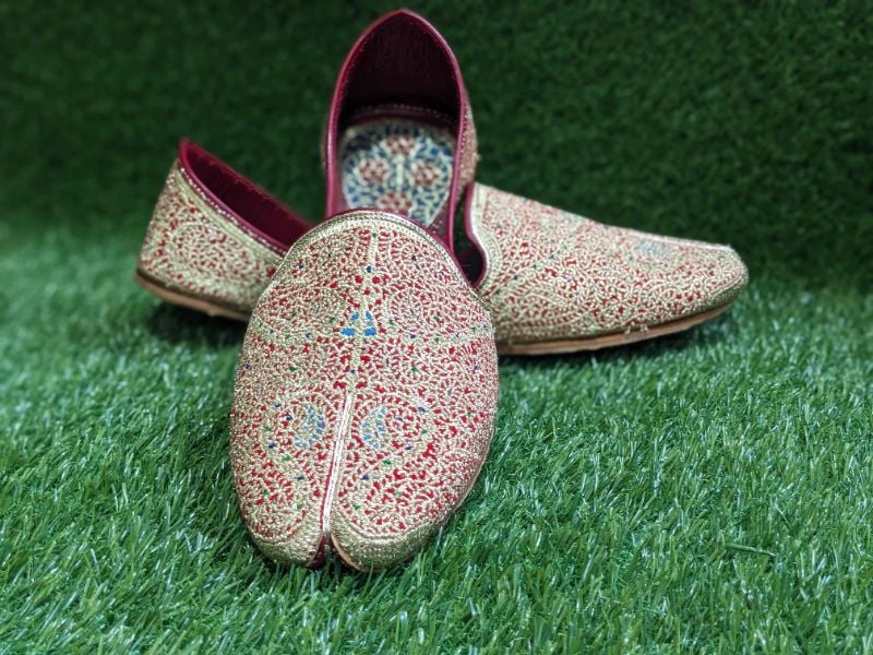 Shadi Classic Tilla - Luxury Handcrafted Wedding Khussa for Men | Traditional Groom Shoes