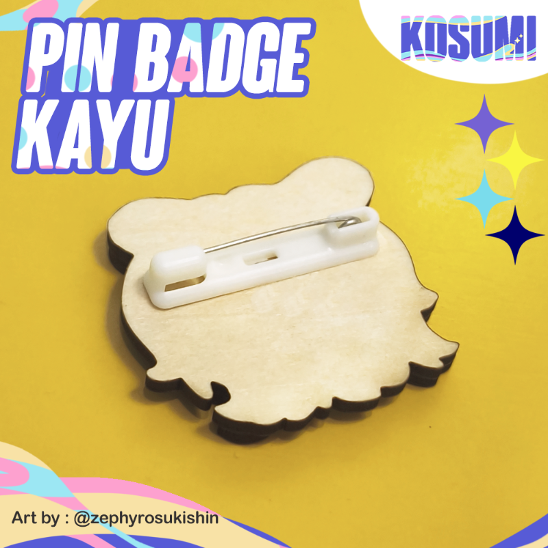 Wooden Pin Badge // Pin Kayu Plywood - NEW