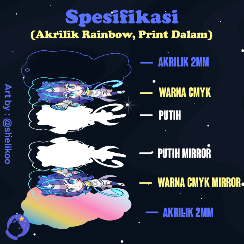 Acrylic Keychain Rainbow Iridescent // Ganci Akrilik Rainbow