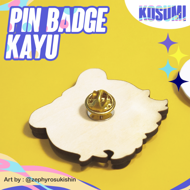 Wooden Pin Badge // Pin Kayu Plywood - NEW