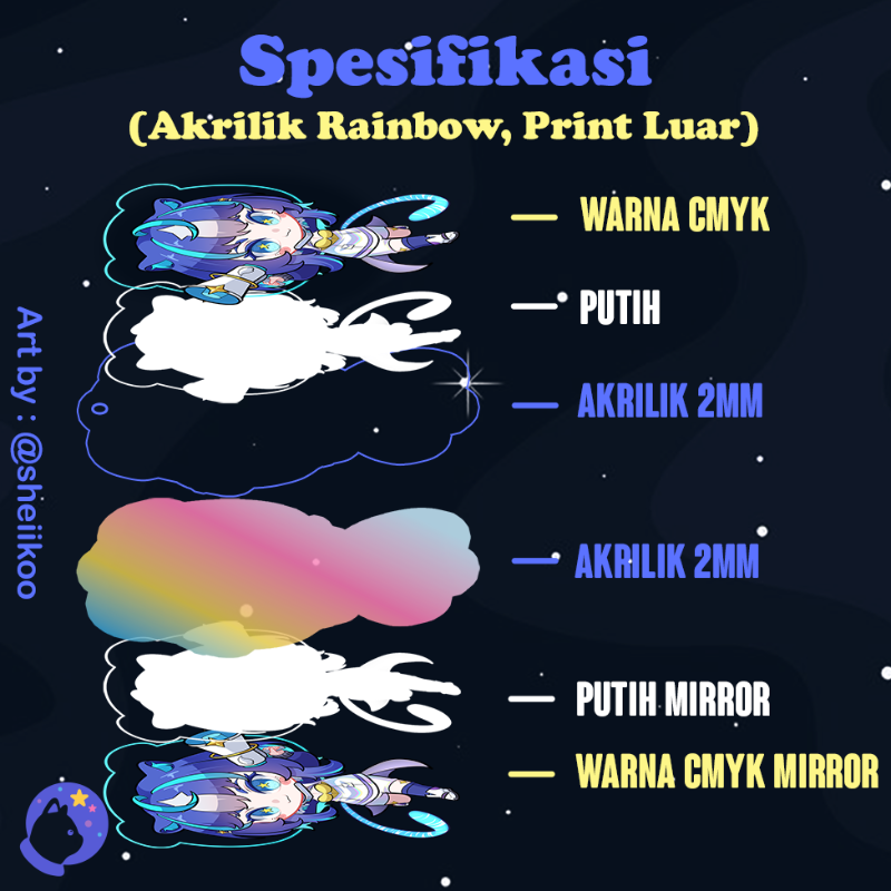 Acrylic Keychain Rainbow Iridescent // Ganci Akrilik Rainbow
