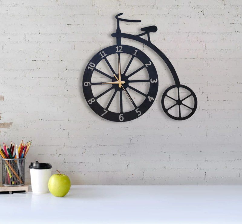 laser cut bicycle wall clock