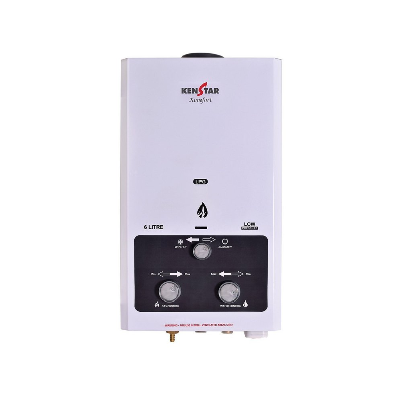 6L Kenstar Komfort Gas Water Heaters, White, 8 Bar Pressure Compatibility