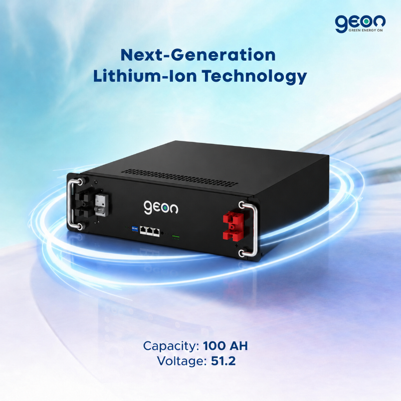 Geon GE5500⁺ 51.2V 100Ah Lithium-Ion Inverter Battery, 14+ Hours Backup, Fast Charging, Longer Life, Smart BMS, Compatible with Different Types of Inverter