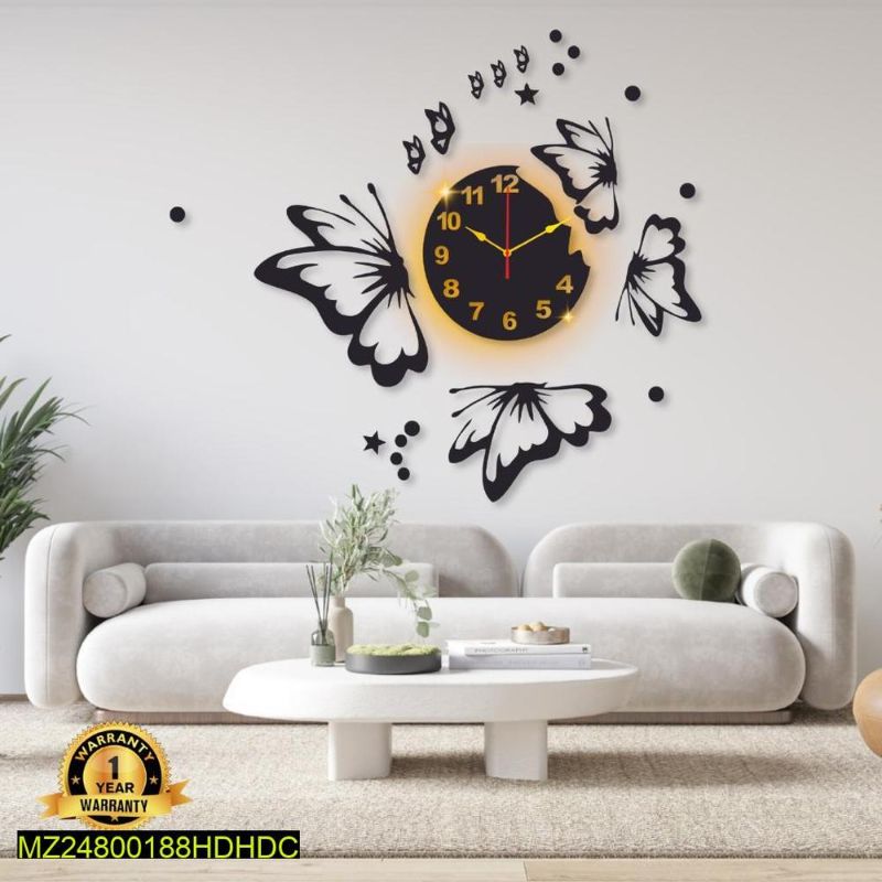 BUTTERFLY WALL CLOCK WITH BACKLIGHT