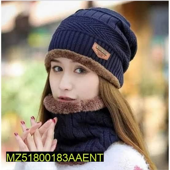 YNISEX WOOLEN CAP WITH NECK WARMER