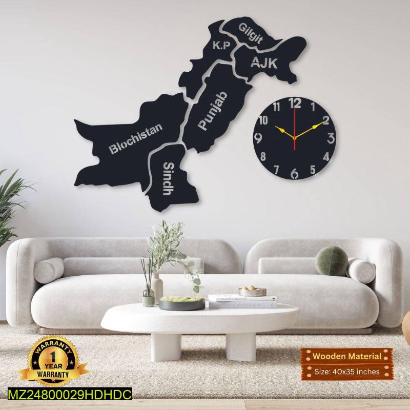 PAKISTAN MAP WALL DESIGN CLOCK