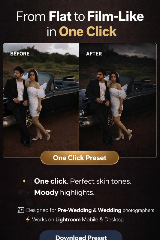 Pack 1 (Dream CI)
14 premium presets for Prewedding Special