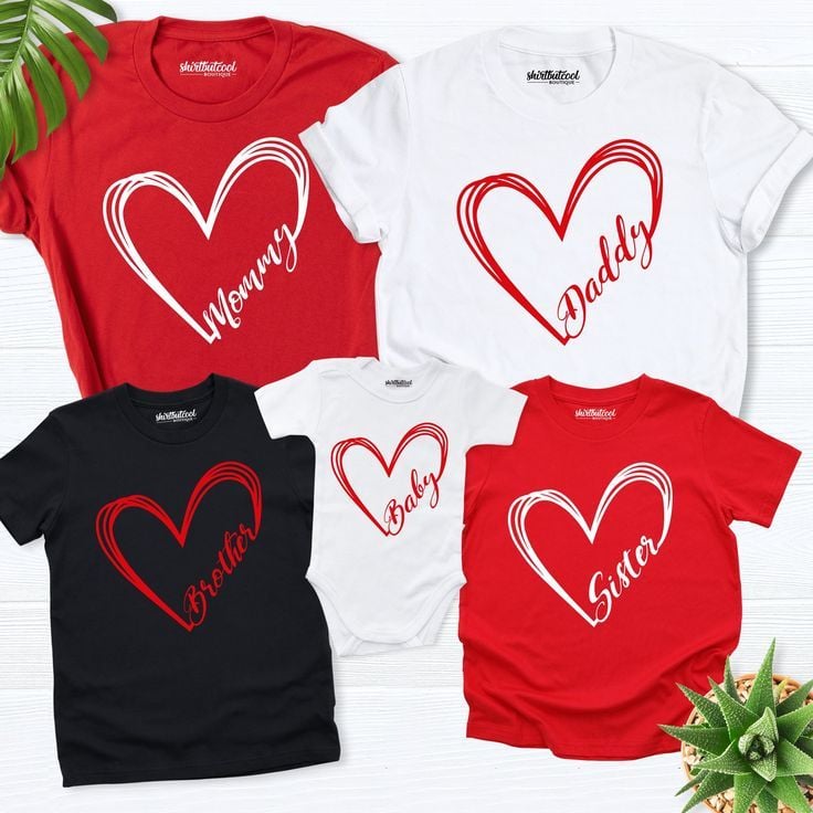 T-shirt + Personnalisaation Pack Famille 4 T-Shirt