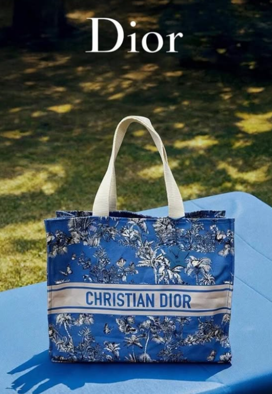 Christian Dior Dioriviera VIP Blue Palm Novelty Tote Bag