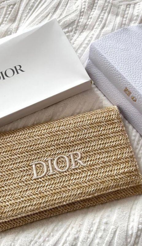 Christian Dior Raffia Pouch/Clutch Bag