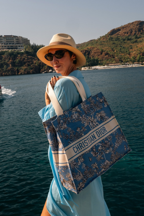 Christian Dior Dioriviera VIP Blue Palm Novelty Tote Bag