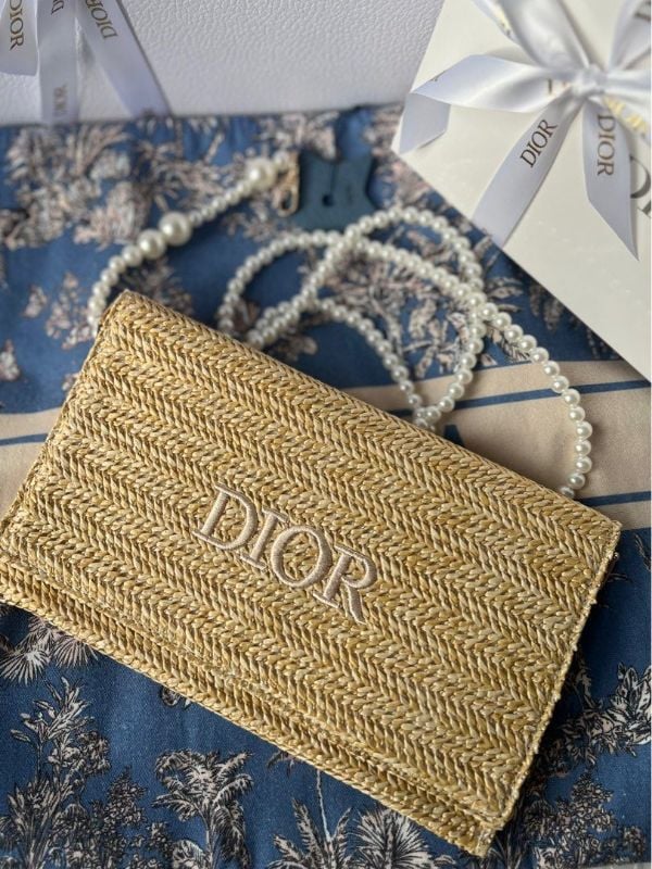 Christian Dior Raffia Pouch/Clutch Bag