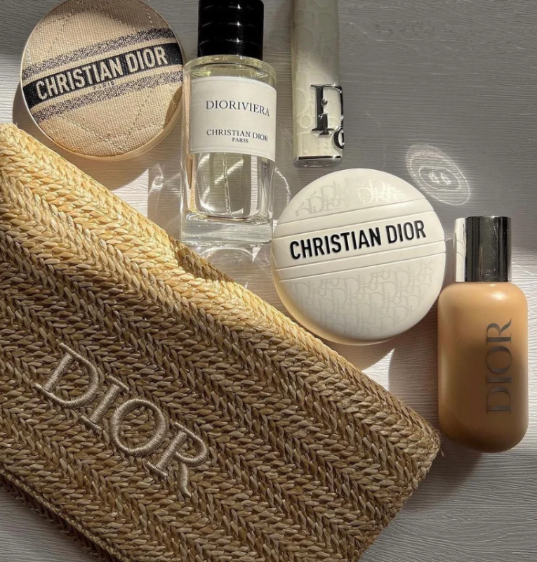 Christian Dior Raffia Pouch/Clutch Bag
