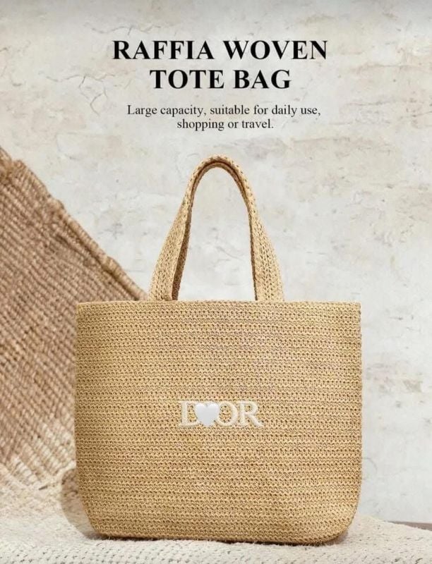 Dior Beauty raffia tote bag