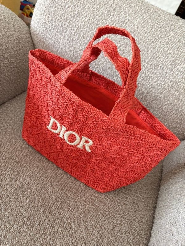 Dior Parfums Collection Woven Exclusive Tote Bag (Red/orange - new design - small)