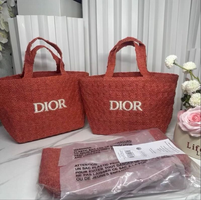 Dior Parfums Collection Woven Exclusive Tote Bag (Red/orange - new design - small)