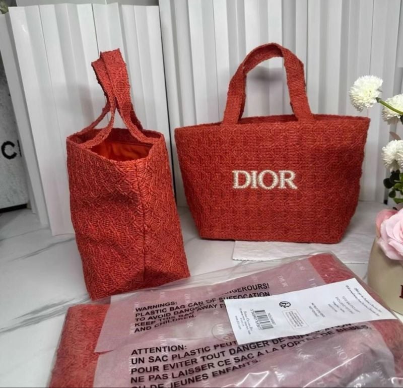 Dior Parfums Collection Woven Exclusive Tote Bag (Red/orange - new design - small)