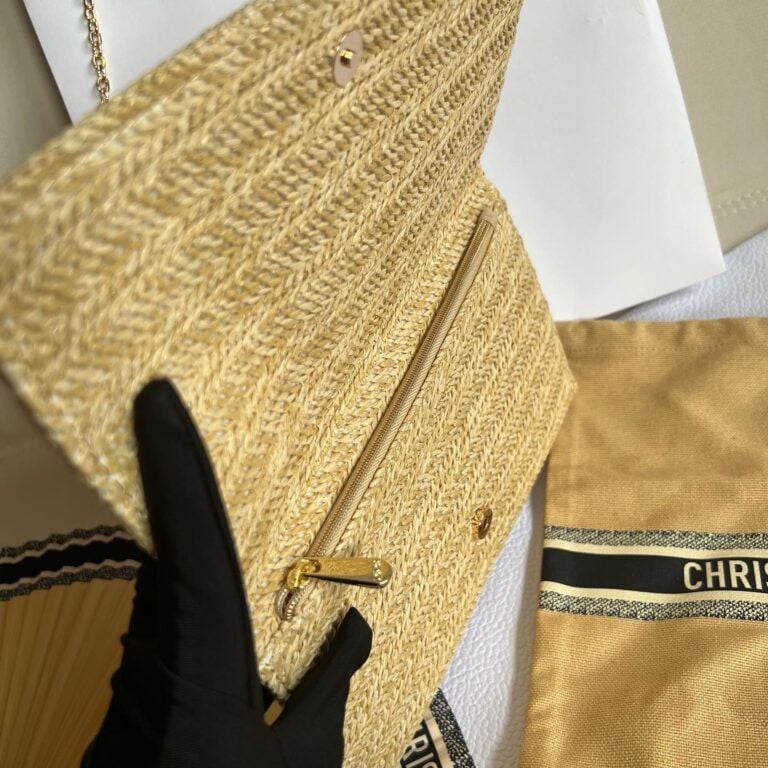 Christian Dior Raffia Pouch/Clutch Bag