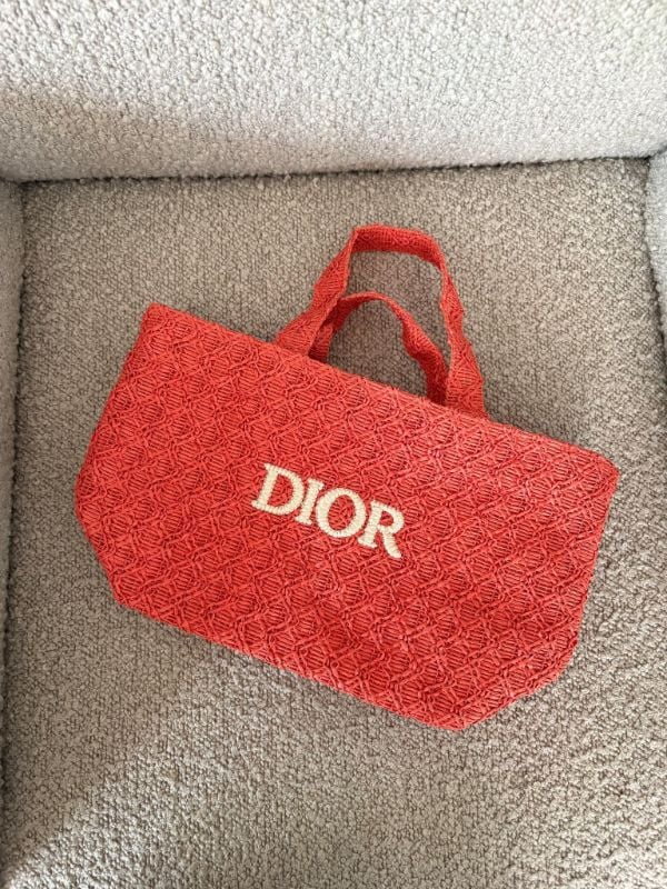 Dior Parfums Collection Woven Exclusive Tote Bag (Red/orange - new design - small)