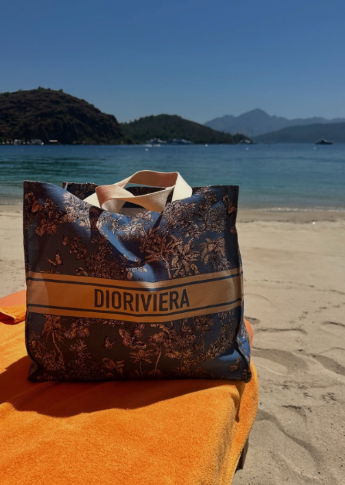 Christian Dior Dioriviera VIP Blue Palm Novelty Tote Bag