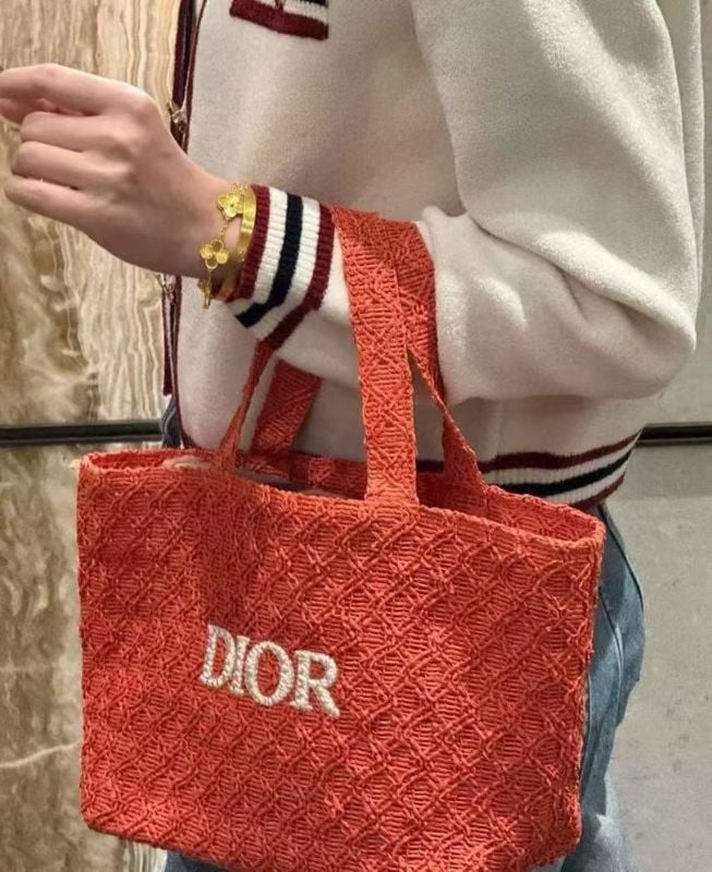 Dior Parfums Collection Woven Exclusive Tote Bag (Red/orange - new design - small)