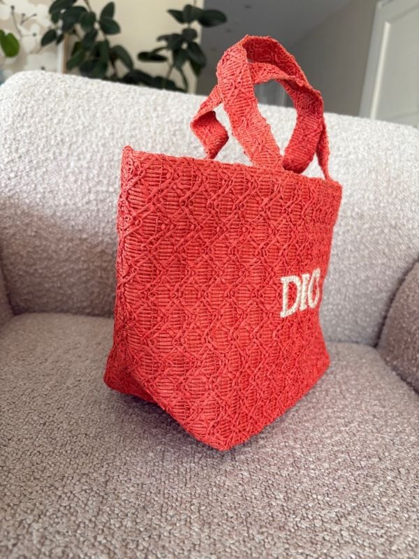 Dior Parfums Collection Woven Exclusive Tote Bag (Red/orange - new design - small)