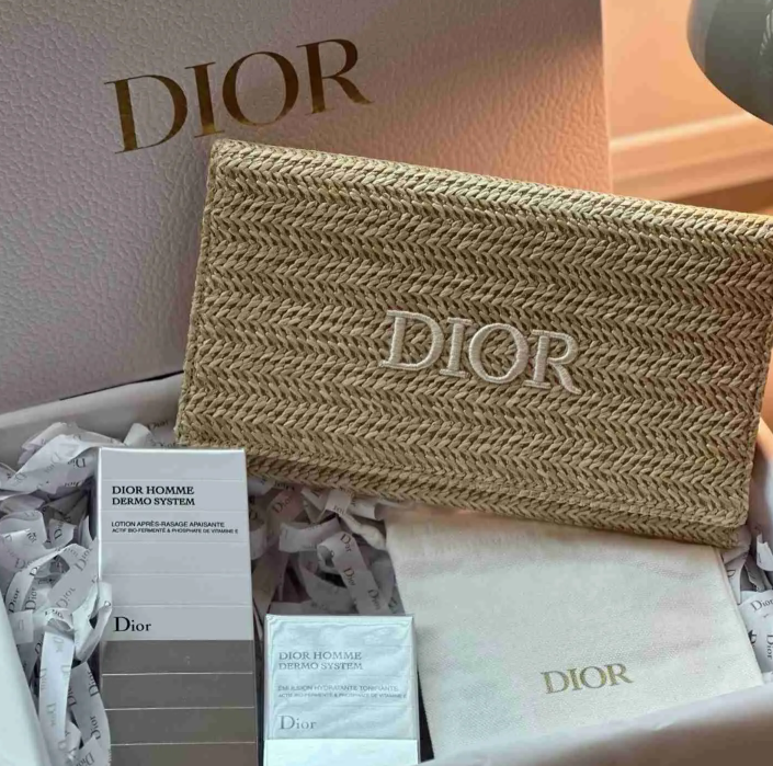 Christian Dior Raffia Pouch/Clutch Bag