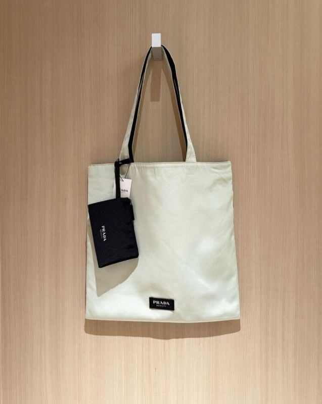 Prada Beauty Mint Green/Black Reversible Tote bag with pouch