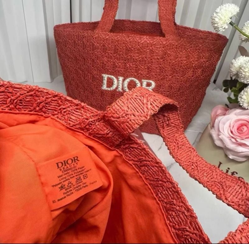 Dior Parfums Collection Woven Exclusive Tote Bag (Red/orange - new design - small)