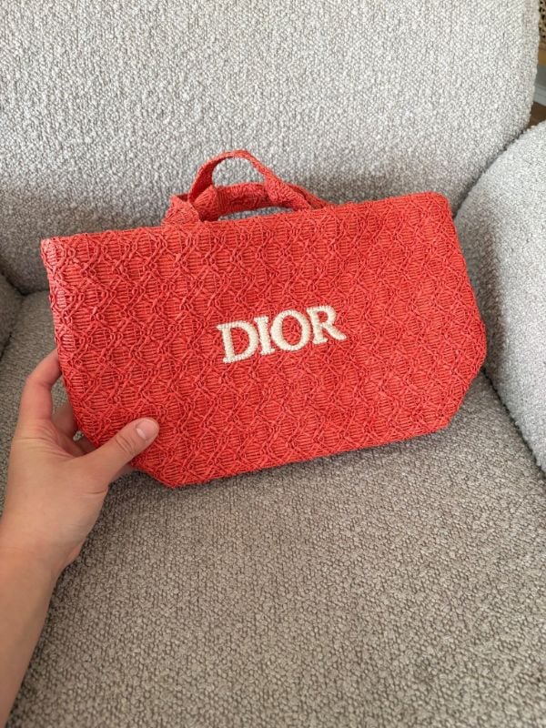 Dior Parfums Collection Woven Exclusive Tote Bag (Red/orange - new design - small)