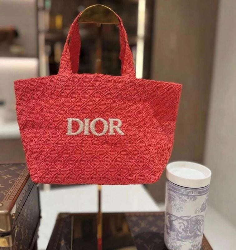 Dior Parfums Collection Woven Exclusive Tote Bag (Red/orange - new design - small)