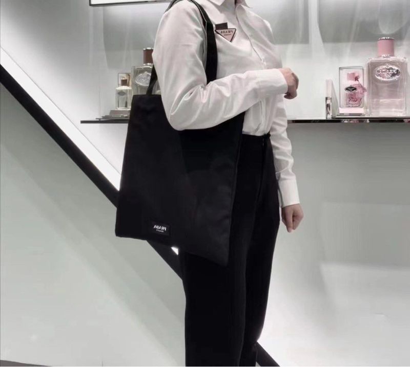 Prada Beauty Mint Green/Black Reversible Tote bag with pouch