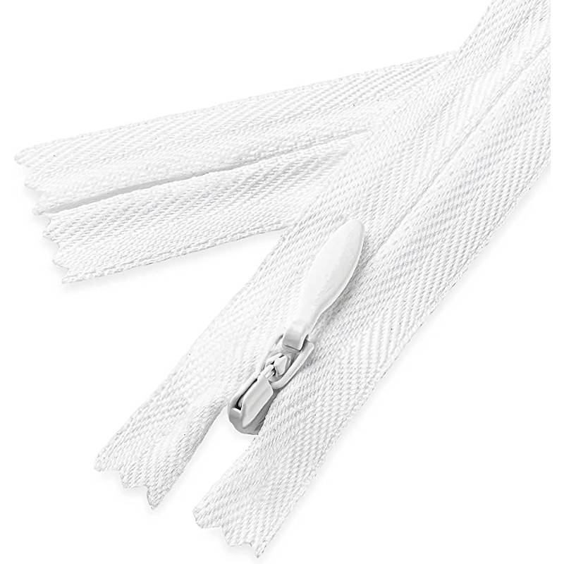 Invisible Zipper: #2 Nylon, White, 9" Length