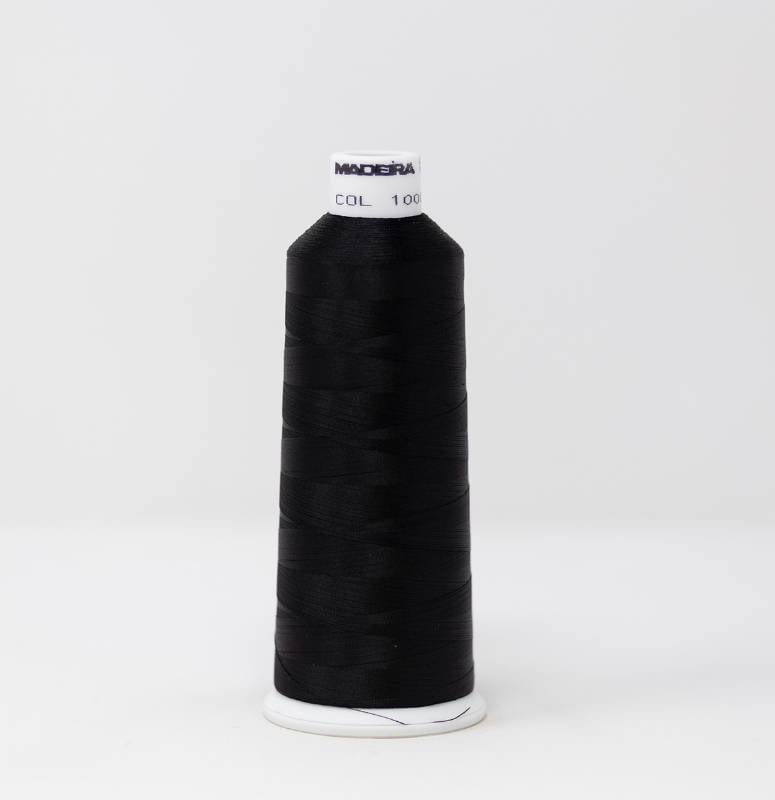 Rayon Madeira Thread: Black, #40 Mini Snap Cone, 1100 yds