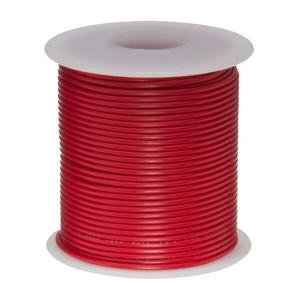 Wire: Red, 22AWG, Solid Hook Up, 100 ft