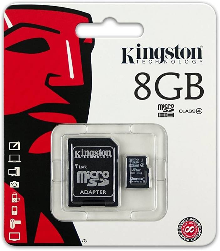 Memory Card & Adapter: 8G Kingston microSDHC